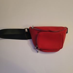Red Faux Leather Fanny Pack